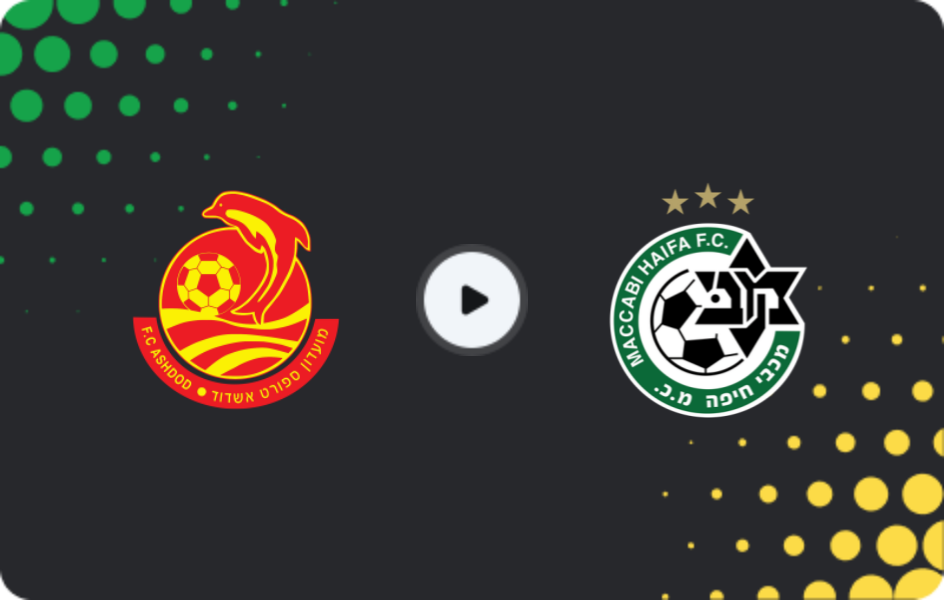 Where to watch Ashdod — Maccabi Haifa, Ligat Ha'al, 31.12.2025