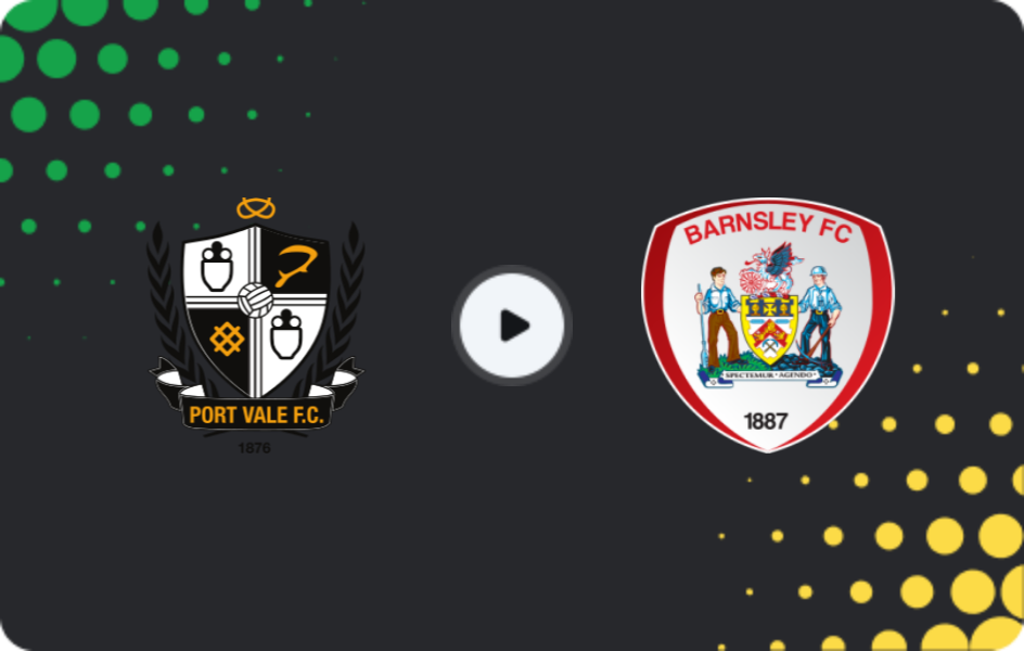 Where to watch Port Vale — Barnsley, League One, 04.01.2026