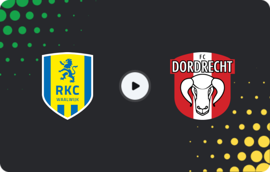 Where to watch Waalwijk — Dordrecht, Eerste Divisie, 16.01.2026