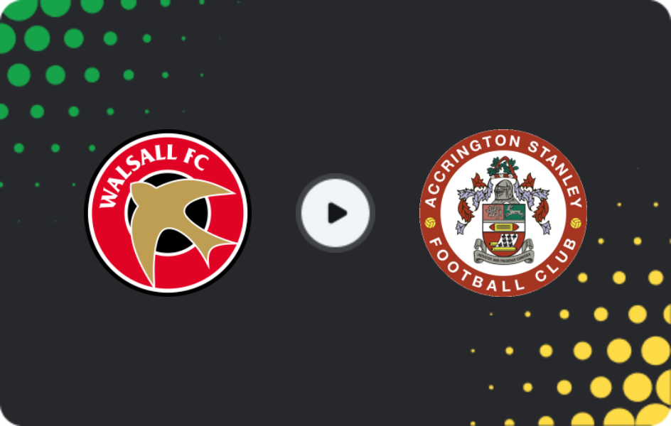 Where to watch Walsall — Accrington Stanley, League Two, 24.01.2026