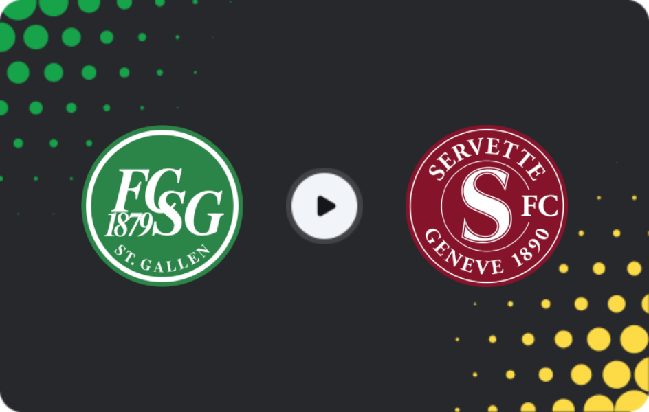 Where to watch St. Gallen — Servette, Super League, 25.01.2026