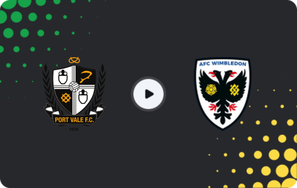 Where to watch Port Vale — AFC Wimbledon, League One, 27.01.2026
