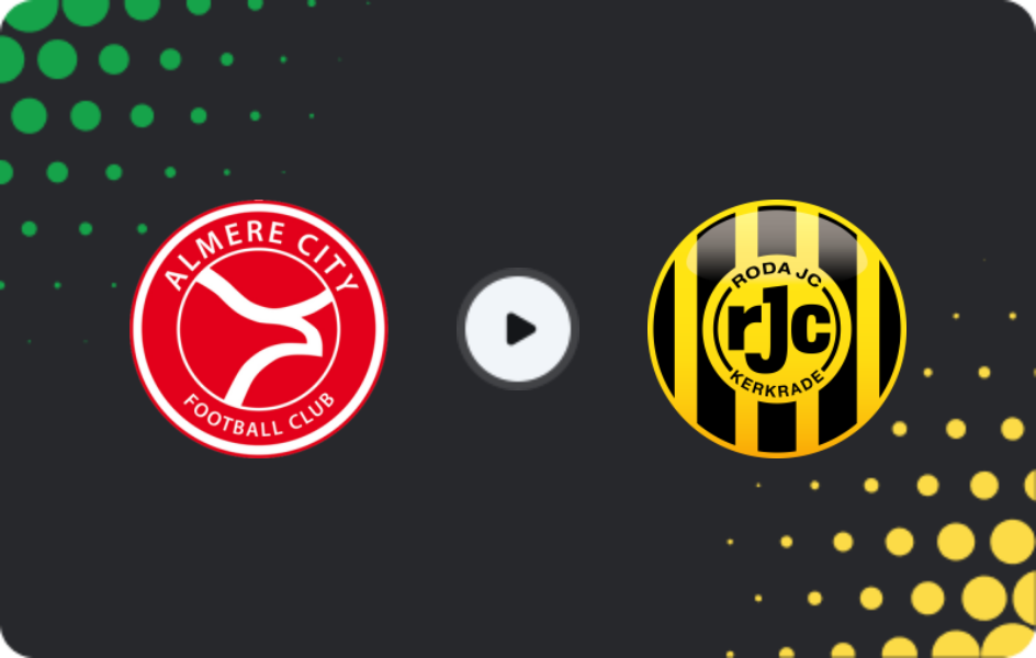 Where to watch Almere City FC — Roda, Eerste Divisie, 30.01.2026