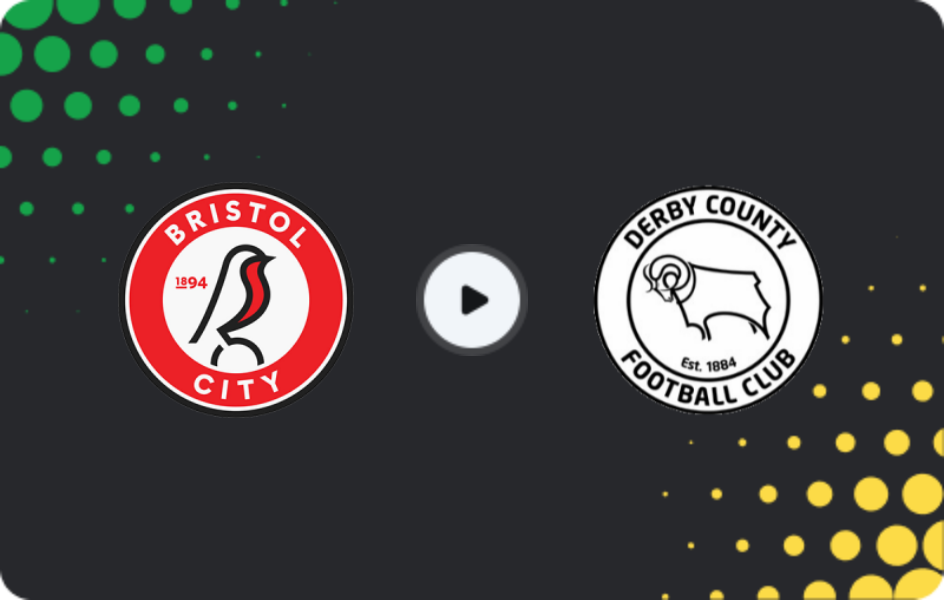 Where to watch Bristol City — Derby County, Championship, 30.01.2026
