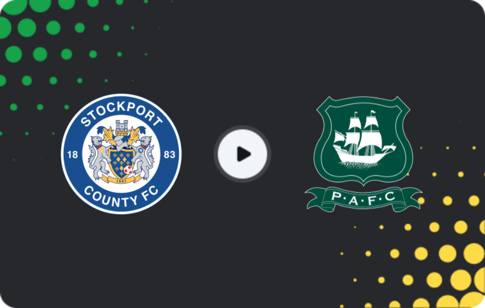Where to watch Stockport County — Plymouth Argyle, League One, 31.01.2026