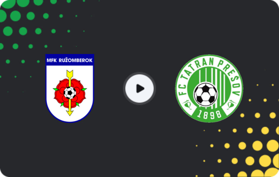 Where to watch Ružomberok — Tatran Prešov, Super Liga, 07.02.2026