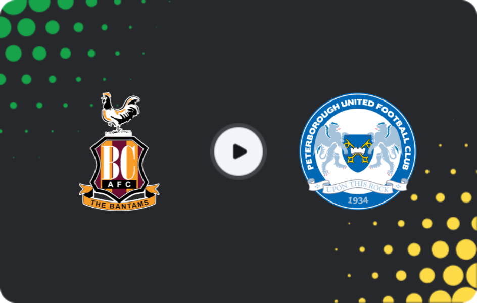 Where to watch Bradford City — Peterborough, League One, 14.02.2026