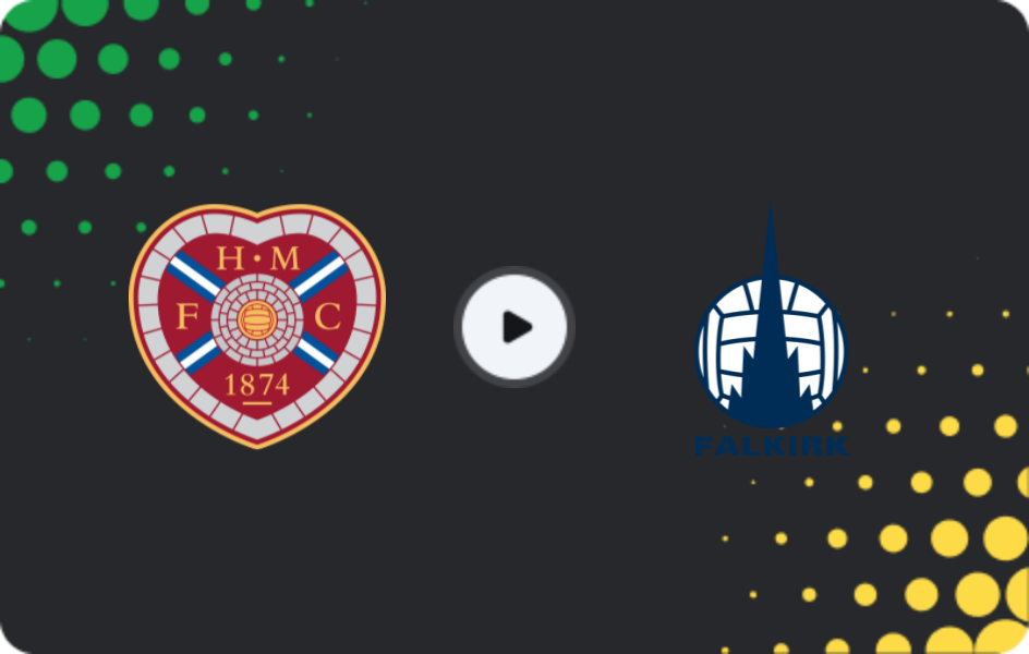 Where to watch Hearts — Falkirk, Premiership, 21.02.2026