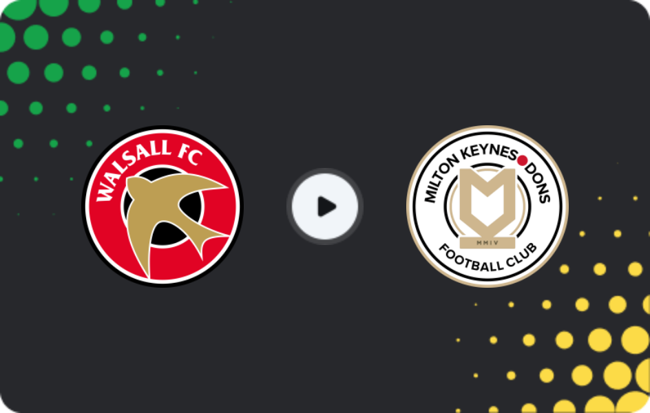 Where to watch Walsall — MK Dons, League Two, 23.02.2026
