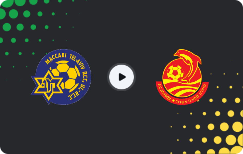 Where to watch Maccabi Tel Aviv — Ashdod, Ligat Ha'al, 21.02.2026