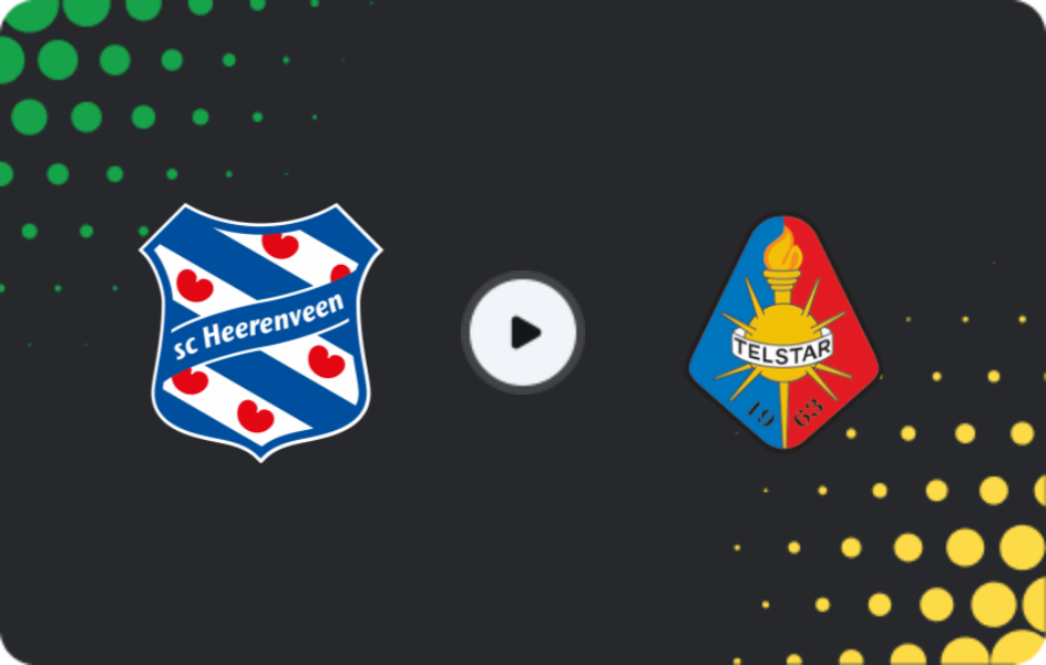 Where to watch Heerenveen — Telstar, Eredivisie, 14.03.2026