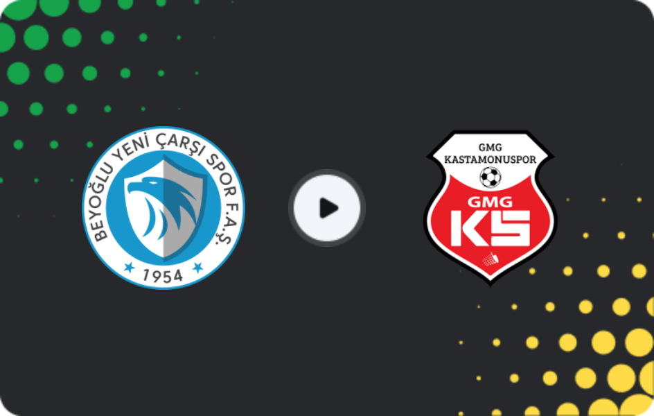 Where to watch Beyoğlu Yeni Çarşı — Kastamonuspor, 2. Lig, 08.11.2025