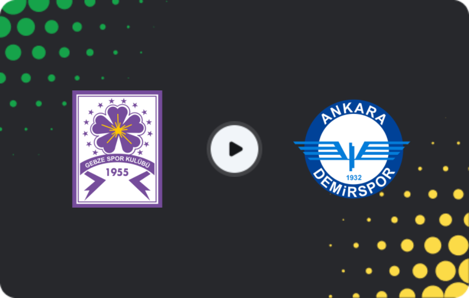 Where to watch Güzide Gebze Spor — Ankara Demirspor, 2. Lig, 21.12.2025
