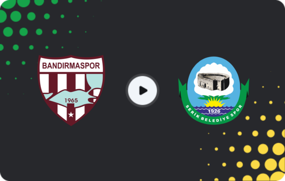 Where to watch Bandırmaspor — Serik Belediyespor, TFF First League, 15.02.2026