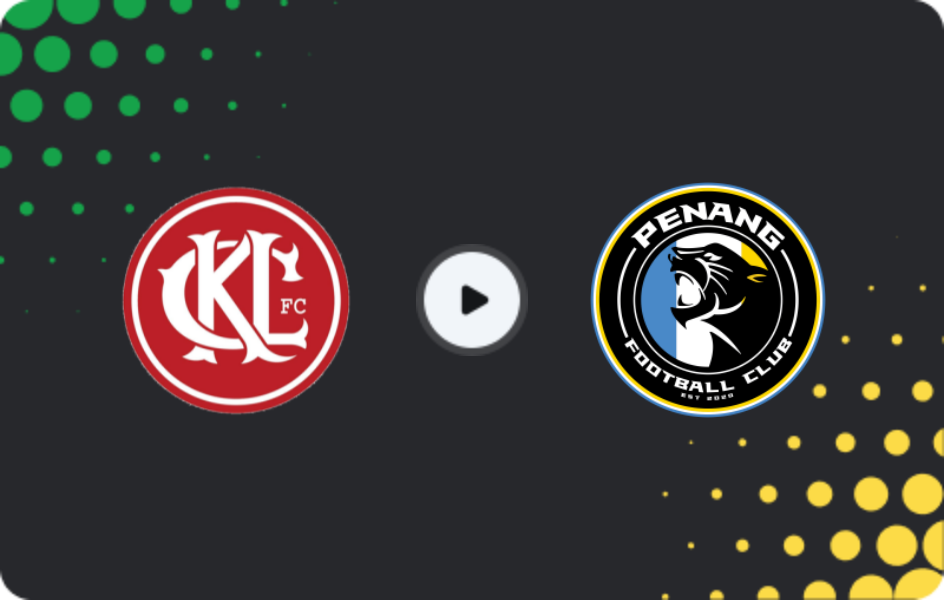 Where to watch Kuala Lumpur City — Penang, Super League, 14.01.2026