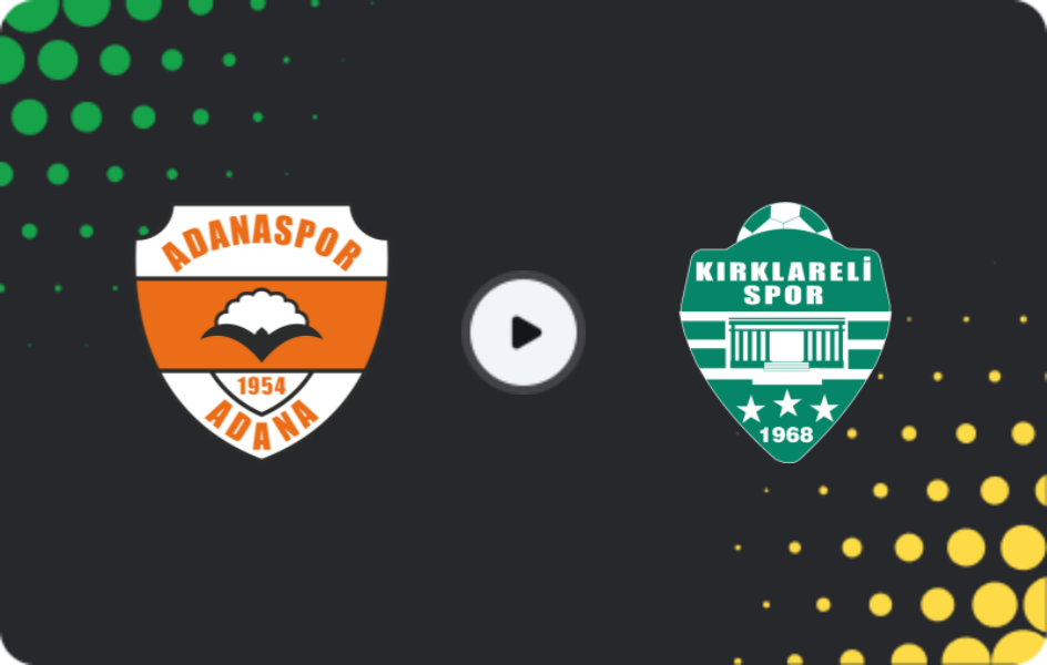 Where to watch Adanaspor — Kırklarelispor, 2. Lig, 18.01.2026