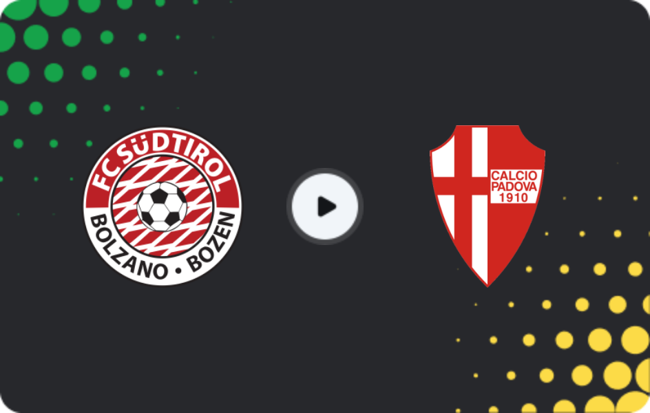 Where to watch Sudtirol — Padova, Serie B, 25.01.2026