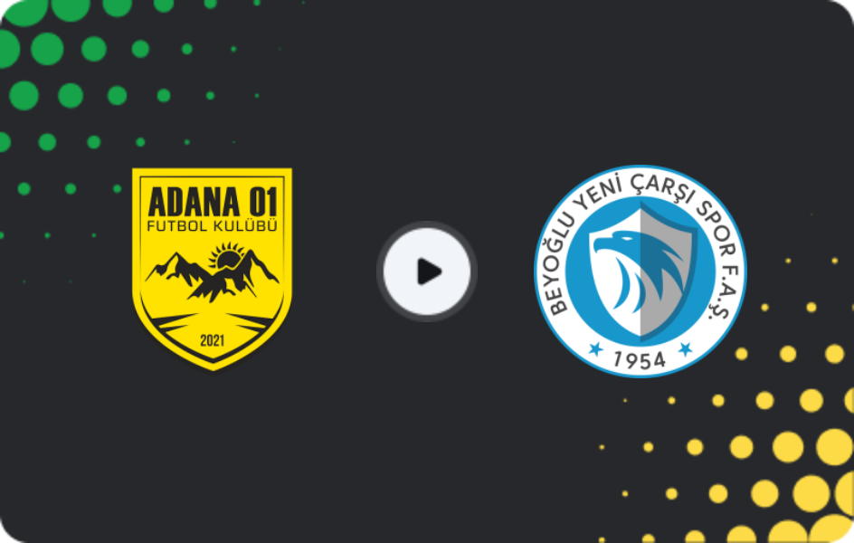 Where to watch Adana 01 FK — Beyoğlu Yeni Çarşı, 2. Lig, 24.01.2026