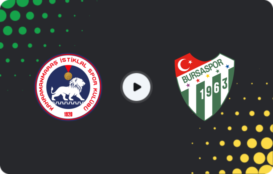 Where to watch Kahramanmaraş İstiklalsp — Bursaspor, 2. Lig, 15.03.2026