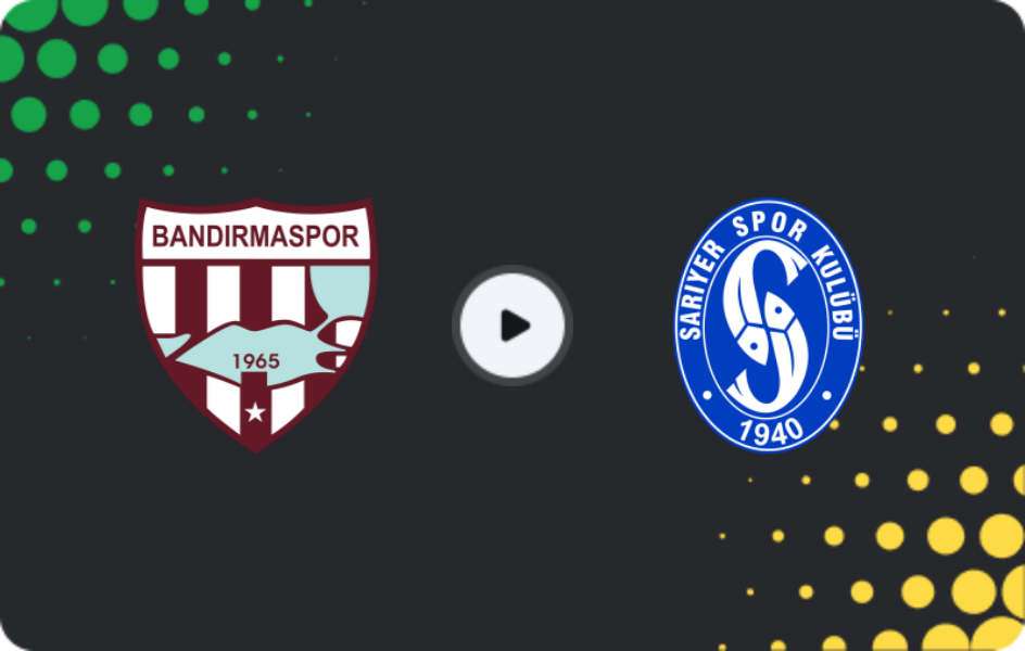 Where to watch Bandırmaspor — Sarıyer, TFF First League, 08.04.2026