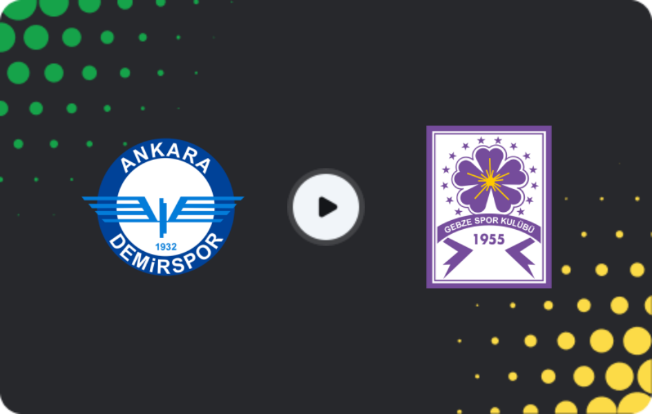 Where to watch Ankara Demirspor — Güzide Gebze Spor, 2. Lig, 25.04.2026