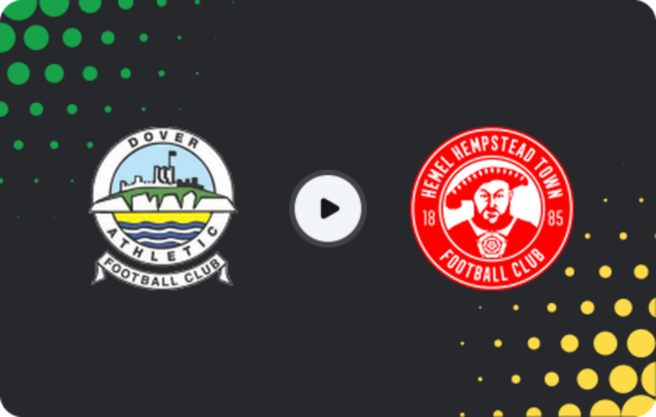 Where to watch Dover — Hemel Hempstead Town, National League - South, 10.01.2026