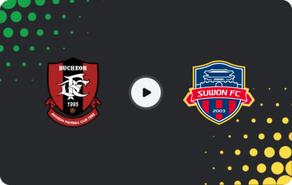 Where to watch Bucheon FC 1995 — Suwon City, K League 1, 05.12.2025