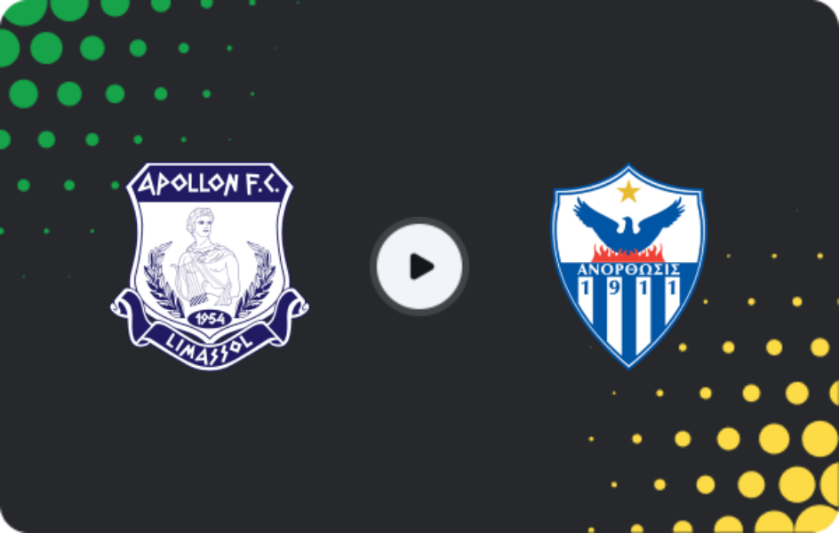 Where to watch Apollon Limassol — Anorthosis, Cup, 14.01.2026