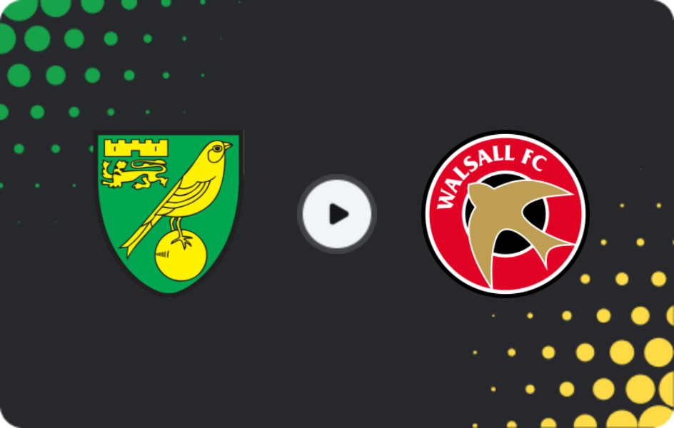 Where to watch Norwich — Walsall, FA Cup, 11.01.2026