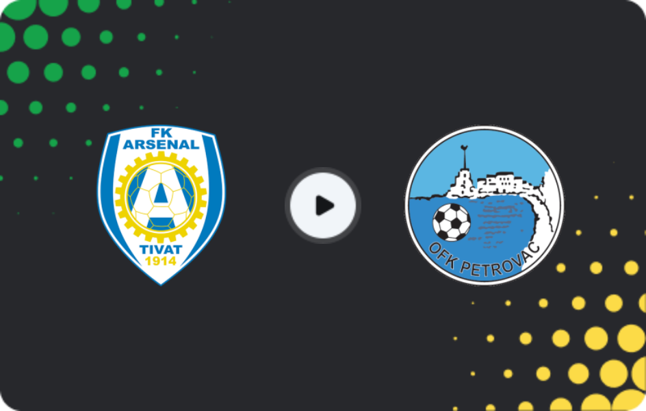 Where to watch Arsenal Tivat — Petrovac, First League, 25.04.2026