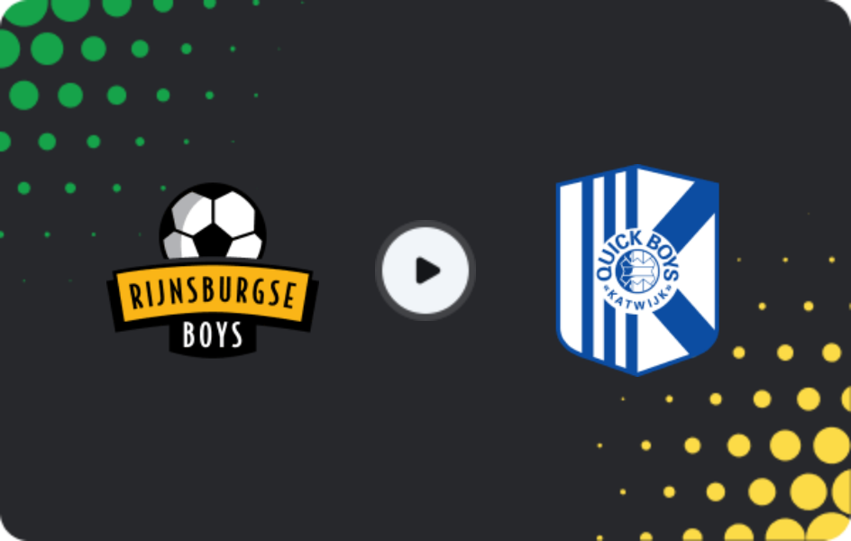 Where to watch Rijnsburgse Boys — Quick Boys, Tweede Divisie, 31.01.2026