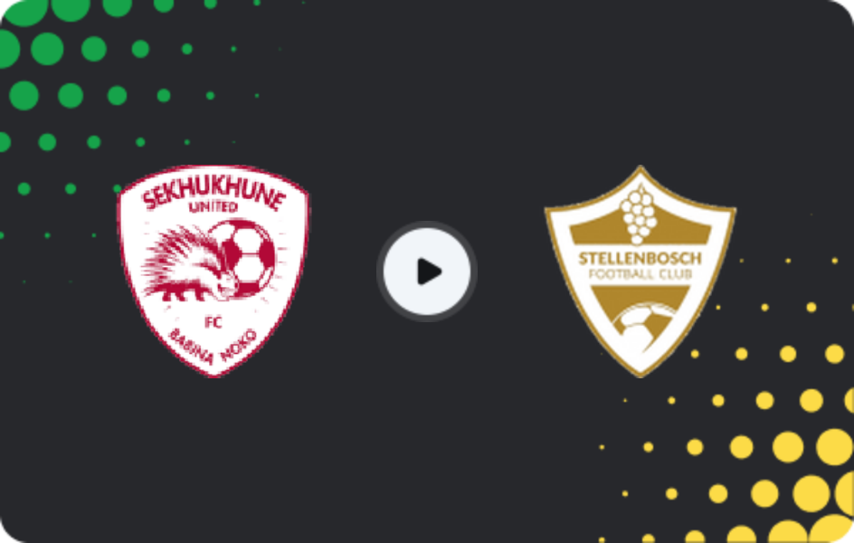 Where to watch Sekhukhune United — Stellenbosch, Premiership, 20.01.2026