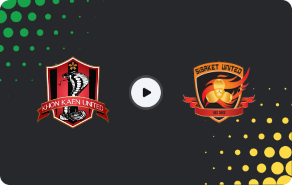 Where to watch Khon Kaen United — Sisaket United, League 2, 24.01.2026