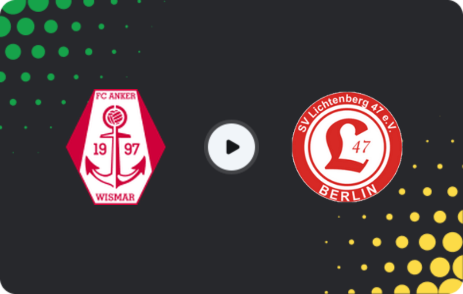 Where to watch Anker Wismar — Lichtenberg, NOFV-Oberliga Nord, 21.02.2026