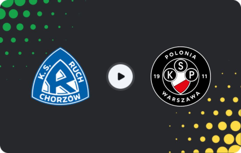 Where to watch Ruch Chorzów — Polonia Warszawa, 1 Liga, 21.02.2026