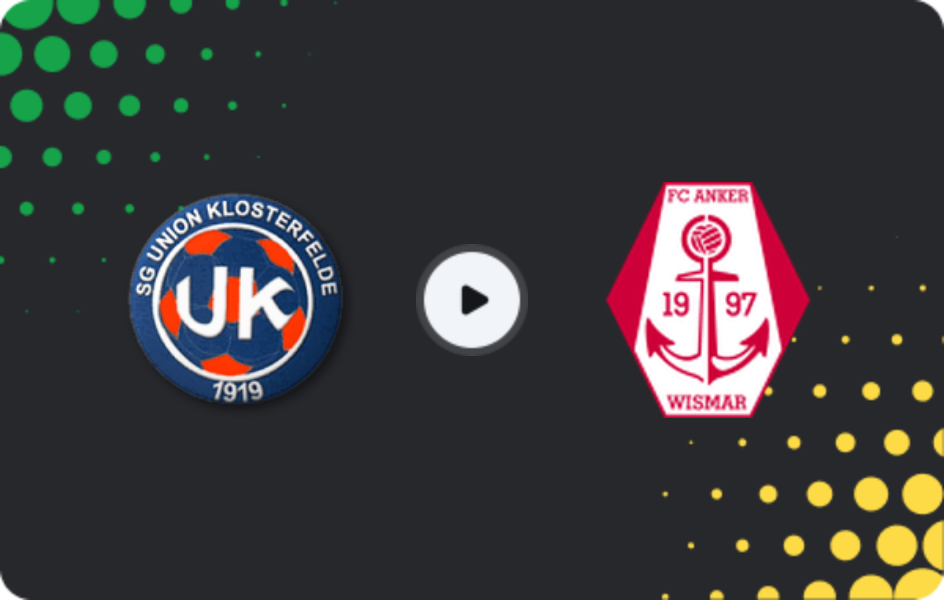 Where to watch Union Klosterfelde — Anker Wismar, NOFV-Oberliga Nord, 27.02.2026
