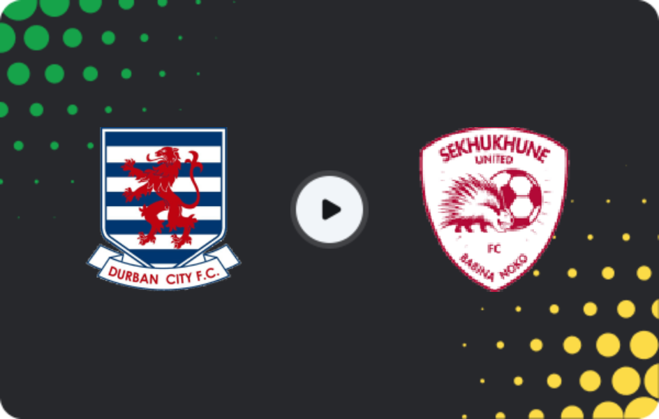 Where to watch Durban City — Sekhukhune United, Premiership, 04.03.2026