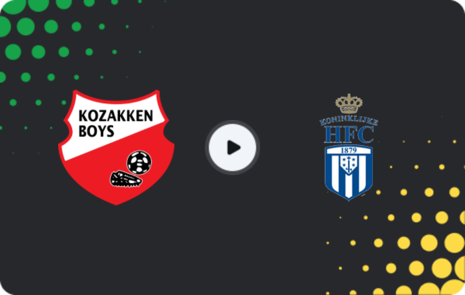 Where to watch Kozakken Boys — Koninklijke HFC, Tweede Divisie, 14.03.2026