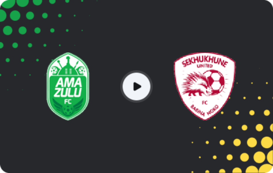 Where to watch Amazulu — Sekhukhune United, Premiership, 06.04.2026