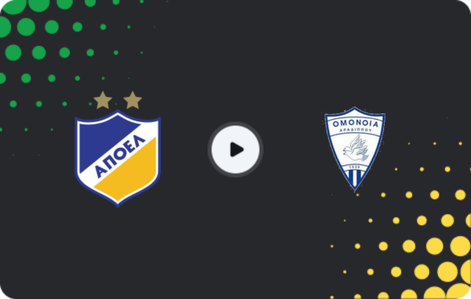 Where to watch Apoel Nicosia — Omonia Aradippou, 1. Division, 23.01.2026