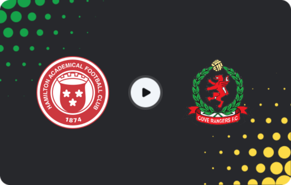 Where to watch Hamilton Academical — Cove Rangers, League One, 24.01.2026