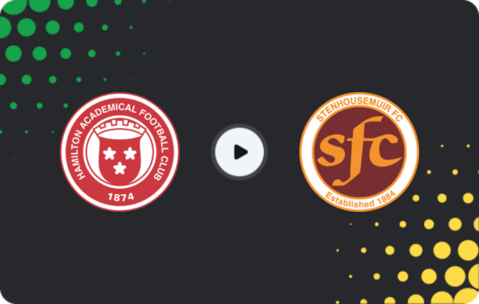 Where to watch Hamilton Academical — Stenhousemuir, League One, 07.02.2026
