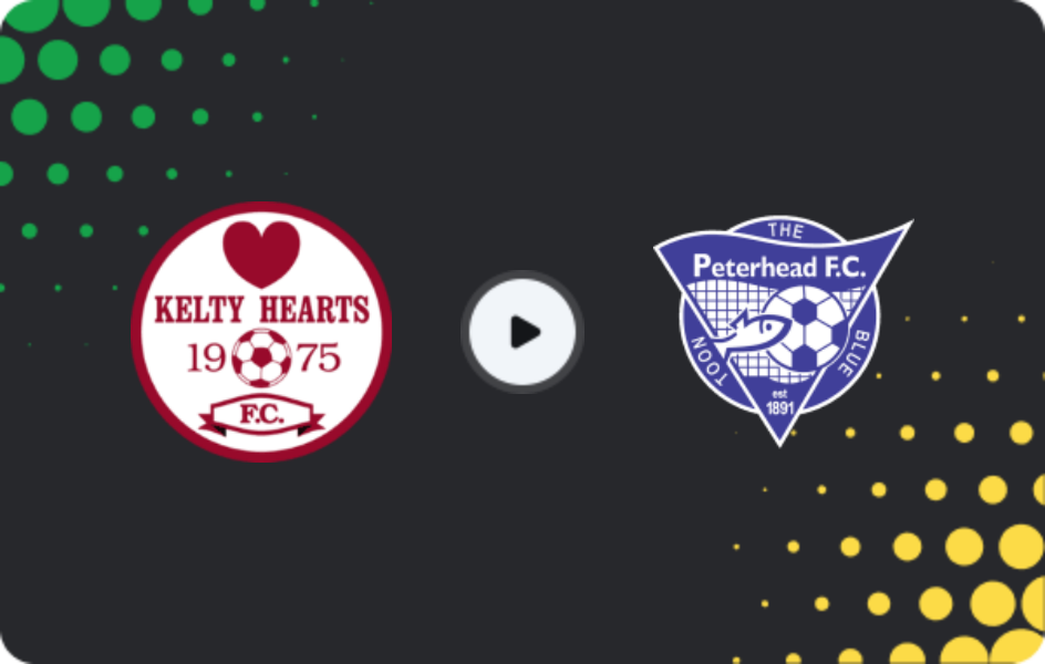 Where to watch Kelty Hearts — Peterhead, League One, 14.02.2026