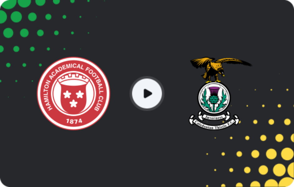 Where to watch Hamilton Academical — Inverness CT, League One, 14.02.2026