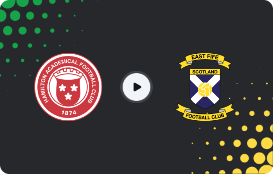 Where to watch Hamilton Academical — East Fife, League One, 17.02.2026
