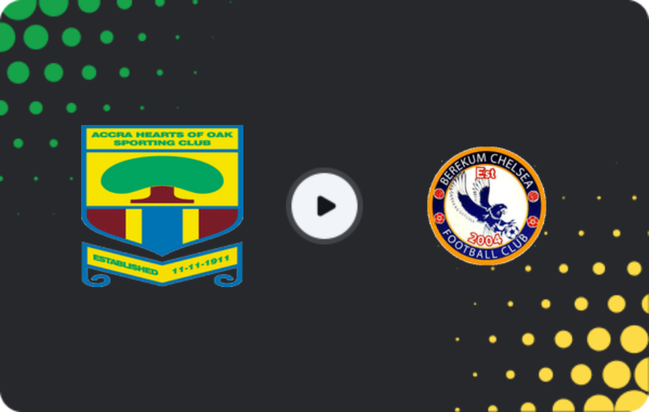 Where to watch Hearts of Oak — Berekum Chelsea, Premier League, 22.02.2026