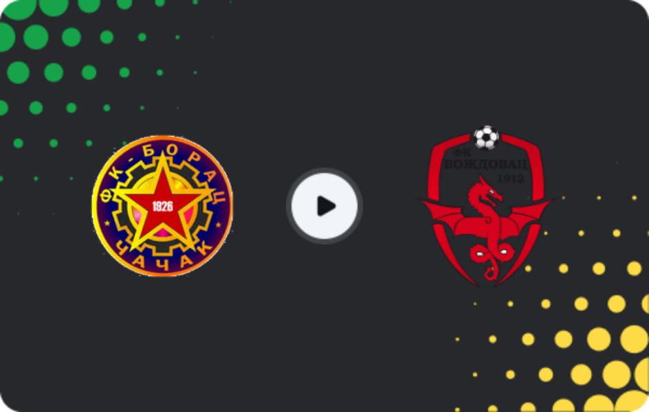 Where to watch Borac Cacak — FK Vozdovac, Prva Liga, 08.03.2026