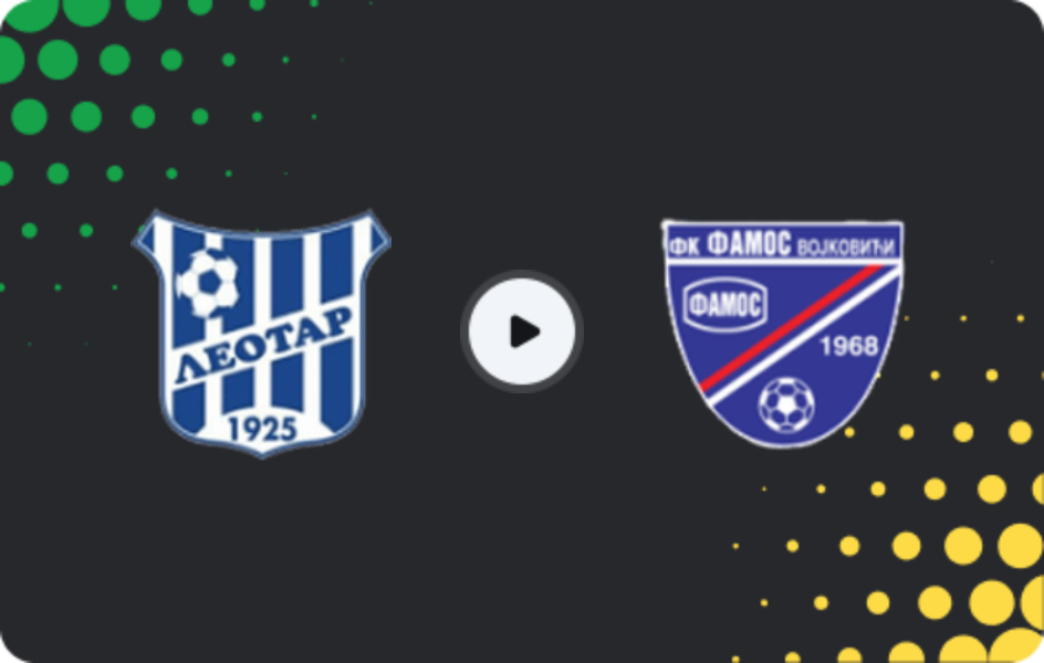 Where to watch Leotar — Famos Vojkovići, 1st League - RS, 28.03.2026
