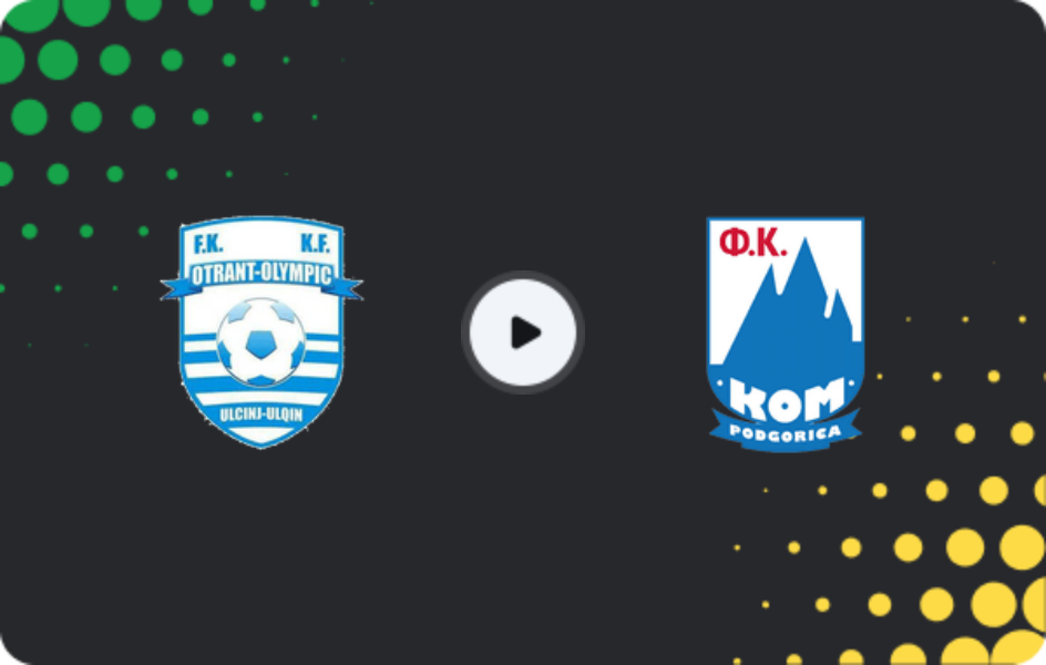 Where to watch Otrant-Olympic — Kom, Second League, 05.04.2026