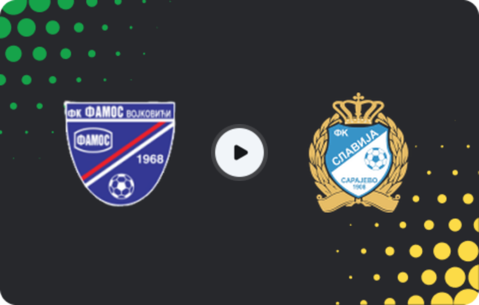 Where to watch Famos Vojkovići — Slavija, 1st League - RS, 18.04.2026